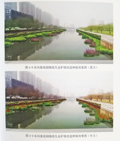 鄭州東風渠花園路段生態護坡改造效果圖(夏天)